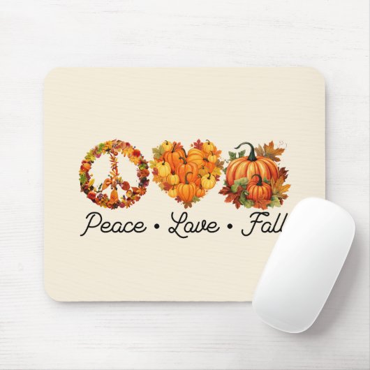 Tapis De Souris Paix, Amour, Automne - Vibes d'automne douillettes (Avec souris)