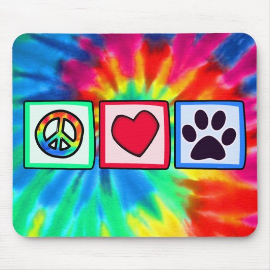Tapis De Souris Paix, amour, chien ; Pawprint (Devant)