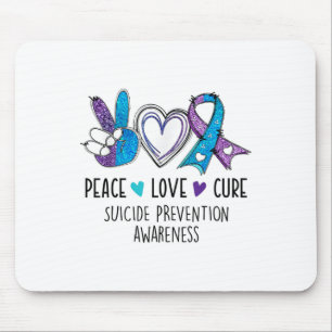 Tapis De Souris Paix Amour Cure Prévention du Suicide Teal Violet