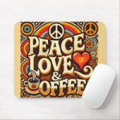 Tapis De Souris Paix, amour et café Retro Mousepad (Avec souris)