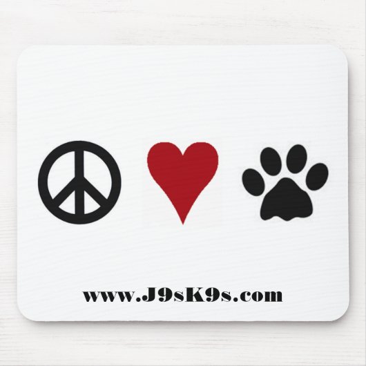 Tapis De Souris Paix-Amour-Pattes Mousepad (Devant)