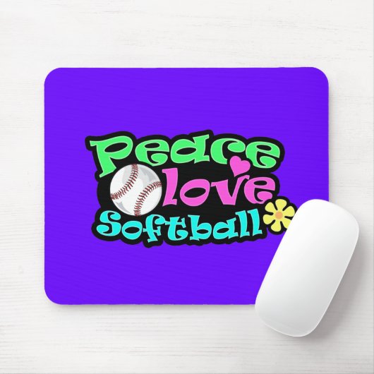 Tapis De Souris Paix, Amour, Softball (Avec souris)