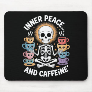 Tapis De Souris Paix intérieure et caféine Design de yoga de squel