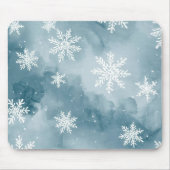 Tapis De Souris Pale Blue Snowflakes Watercolor Winter (Devant)
