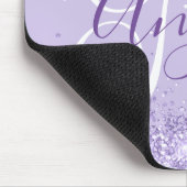 Tapis De Souris Pâle Monogramme de Glitter Lavande Élégant Script (Coin)