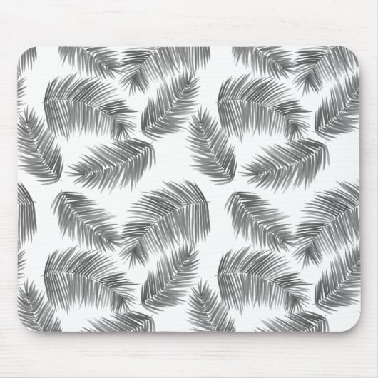 Tapis De Souris Palme tropicale noire et blanche Motif Feuille (Devant)
