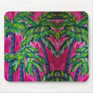 Tapis De Souris Palmes tropicales roses chaudes