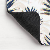 Tapis De Souris Palmier bleu moderne Feuille Gold Strots Blanc Des (Coin)