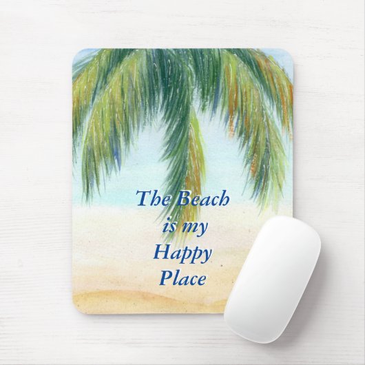 Tapis De Souris Palmier par jour ensoleillé sur la plage (Avec souris)