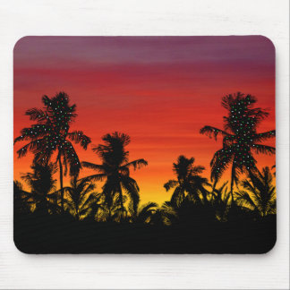 Tapis De Souris Palmiers Artistiques Tropical Sunset Beach Vacance