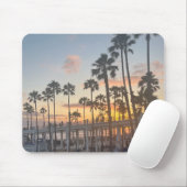 Tapis De Souris Palmiers dans Orange Sunset Oceanside California (Avec souris)