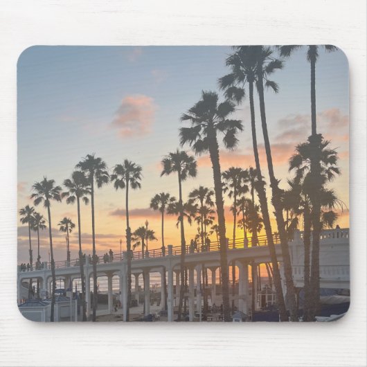 Tapis De Souris Palmiers dans Orange Sunset Oceanside California (Devant)