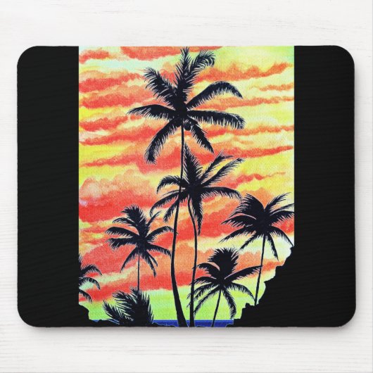 Tapis De Souris Palmiers de Coco-Coques Couchés De Soleil Hawaïen (Devant)