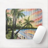 TAPIS DE SOURIS PALMIERS TROPICAUX AVEUGLES DE PLAGE (Avec souris)
