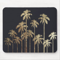 Palmiers tropicaux d'or fascinant sur le noir