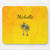 Tapis De Souris Palmiers tropicaux modernes Plage Or personnalisé (Devant)