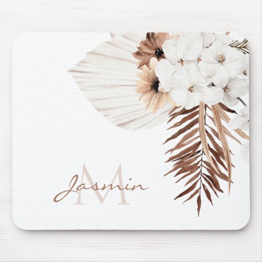 Tapis De Souris Pampas Brown Rustique Grass Orchidées Blanches Mon (Devant)