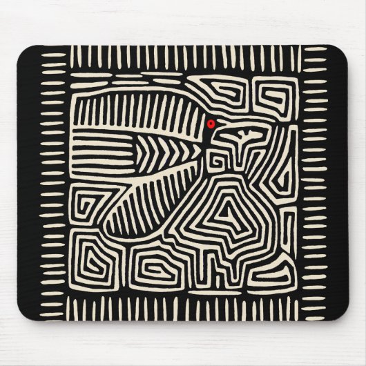 Tapis De Souris Panama Kuna Indian Mola Pajaro - noir blanc (Devant)