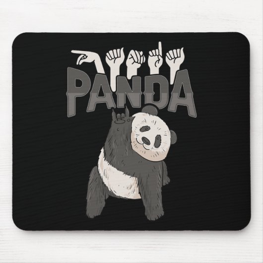 Tapis De Souris Panda Asl Gesture main Sourde Sensibilisation à la (Devant)