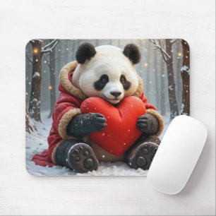 Tapis De Souris Panda Bear frappe un Coussin de coeur