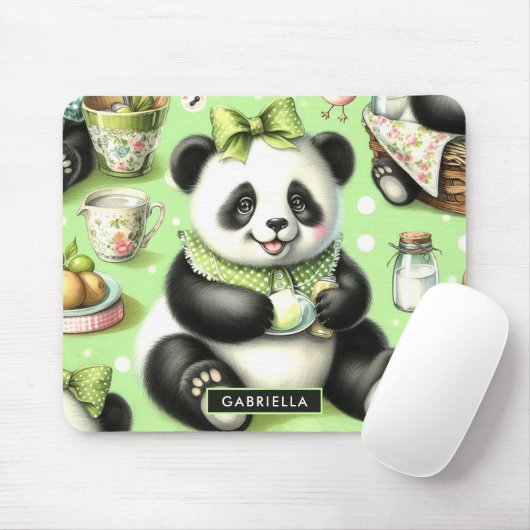 Tapis De Souris Panda bébé mignonne vintage (Avec souris)