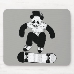 Tapis De Souris Panda faisant de la planche à roulettes