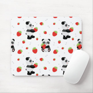 Tapis De Souris Panda fofo com morango