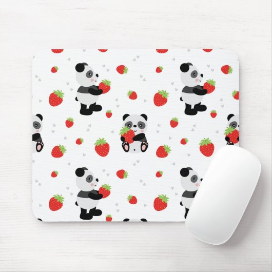 Tapis De Souris Panda fofo com morango (Avec souris)