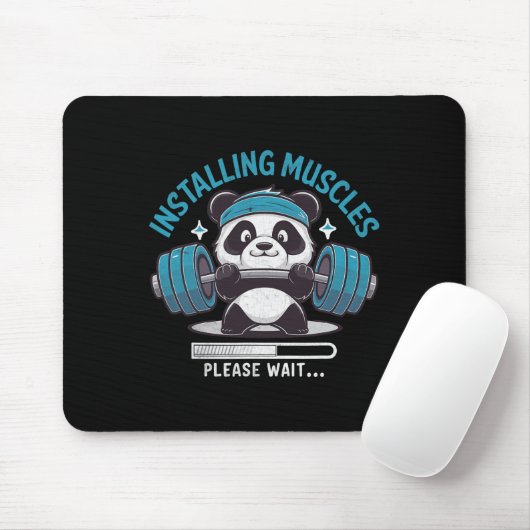 Tapis De Souris Panda Installation Muscles Veuillez Attendre Poids (Avec souris)