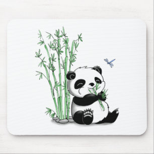 Tapis De Souris Panda mangeant le bambou