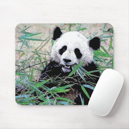 Tapis De Souris Panda Manger Feuilles (Avec souris)
