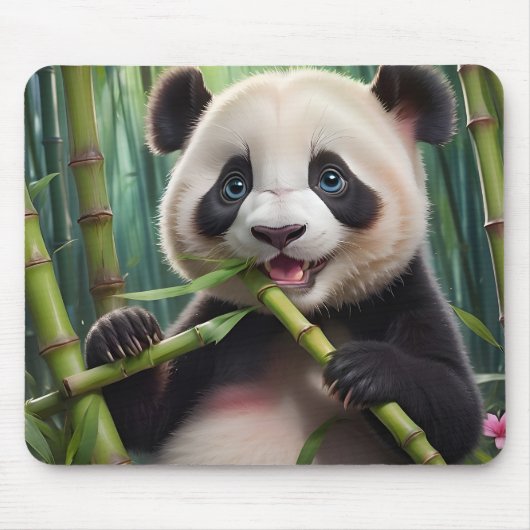 Tapis De Souris Panda Mignon Mangeant du Bambou (Devant)