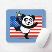 Tapis De Souris Panda patriotique avec le drapeau américain (Avec souris)