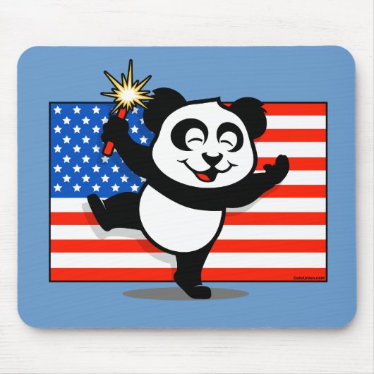 Tapis De Souris Panda patriotique avec le drapeau américain (Devant)