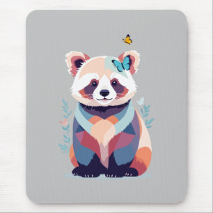 Tapis De Souris Panda rouge vectoriel peinture adorable animal amu