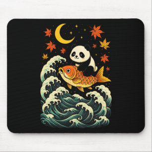 Tapis De Souris Panda surfant sur une vague - Art animalier japona