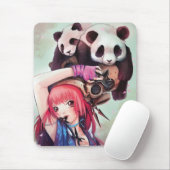 Tapis De Souris Pandas Mousepad de Ninja de pêche (Avec souris)