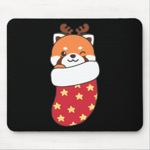 Tapis De Souris Pandas Rouges Dans Les Bas De Noël Pour Noël