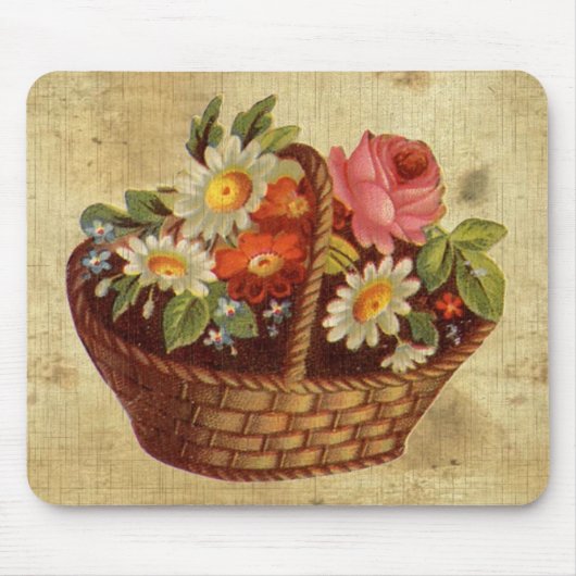 Tapis De Souris Panier à fleurs vintage Mousepad (Devant)