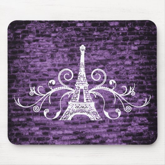 Tapis De Souris Panier à souris violet Tour Eiffel (Devant)