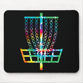 Tapis De Souris Panier de golf à disque rétro hippie tie-dye arc-e