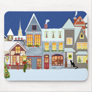 Tapis De Souris Panier de la souris du village de Noël