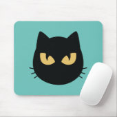 Tapis De Souris Panier de souris à visage de chat noir (Avec souris)