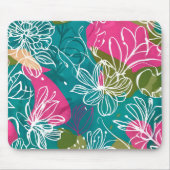Tapis De Souris Panier de souris Abstrait Floral Turquoise rose (Devant)