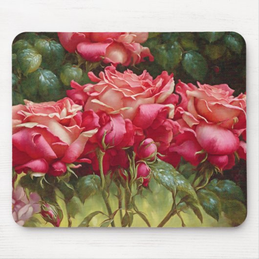 Tapis De Souris Panier de souris d'art Whimsical de Roses rouges (Devant)