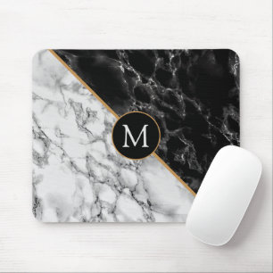 Tapis De Souris Panier de souris Monogram noir et Marbre blanc pie