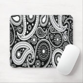 Tapis De Souris Panier de souris noir et blanc Paisley (Avec souris)