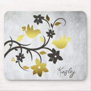 Tapis De Souris Panier de souris personnalisé Lovebirds Gold