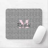 Tapis De Souris Panier de souris texturé gris avec monogramme (Avec souris)