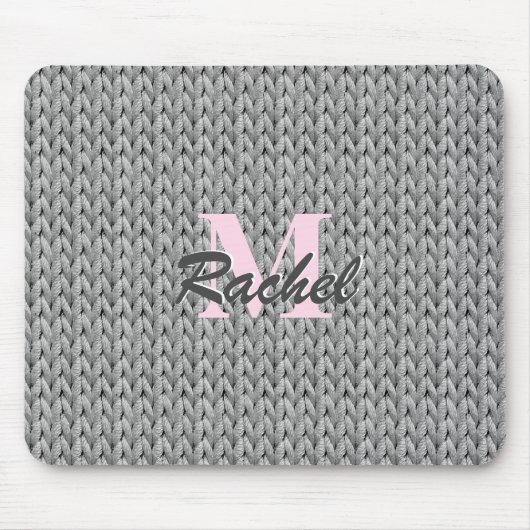 Tapis De Souris Panier de souris texturé gris avec monogramme (Devant)